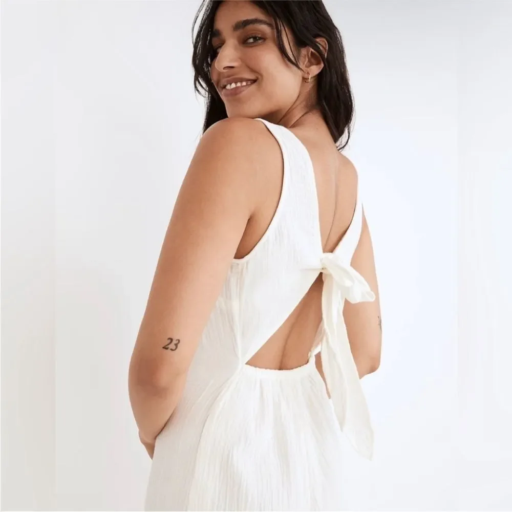 NWT Madewell Size Large NF563 Lightestspun Tie Back Cover Up Jumpsuit Lighthouse